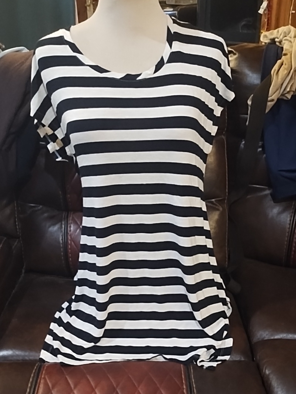 Chico's Black & White Striped Dress